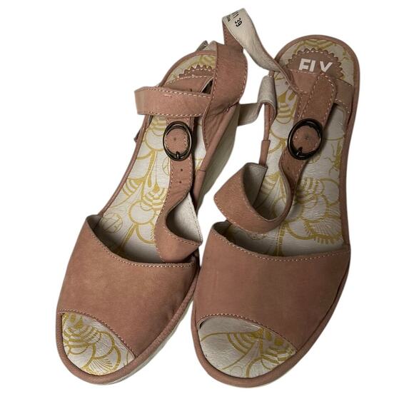 Fly London Women's Pinkish Open Toe Ankle Strap Wedge Sandal 39 - Picture 10 of 10